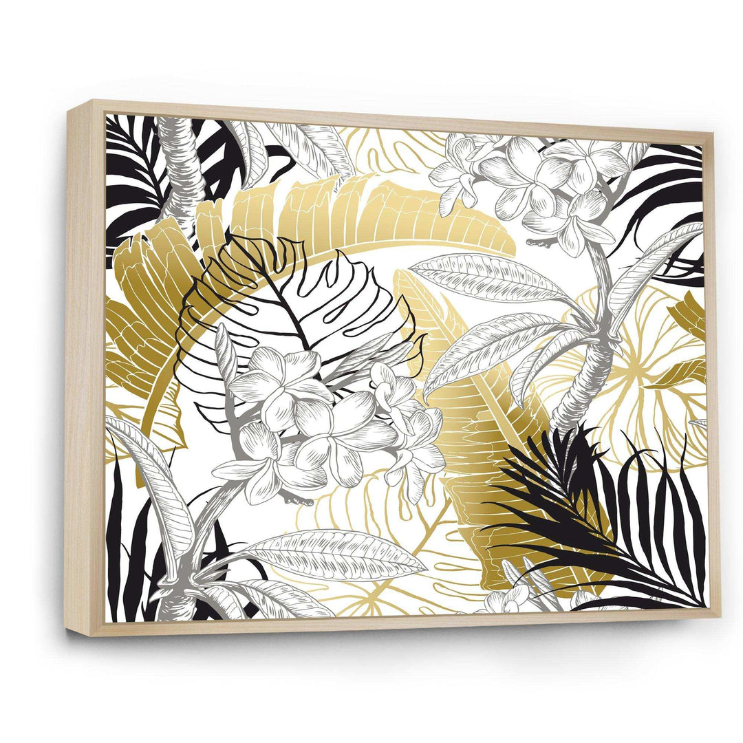 Golden Tropical Pattern I - Canvas Wall Art