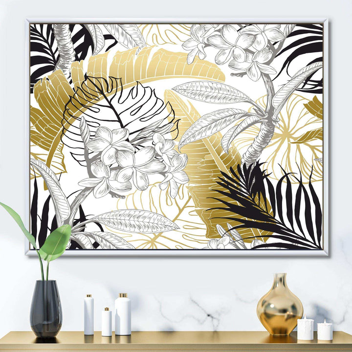 Golden Tropical Pattern I - Canvas Wall Art