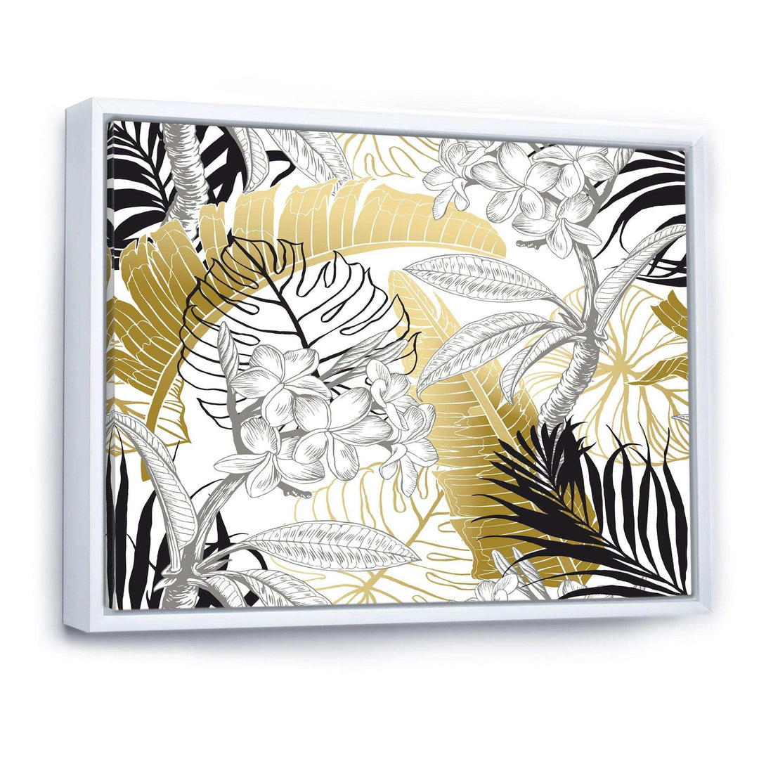 Golden Tropical Pattern I - Canvas Wall Art