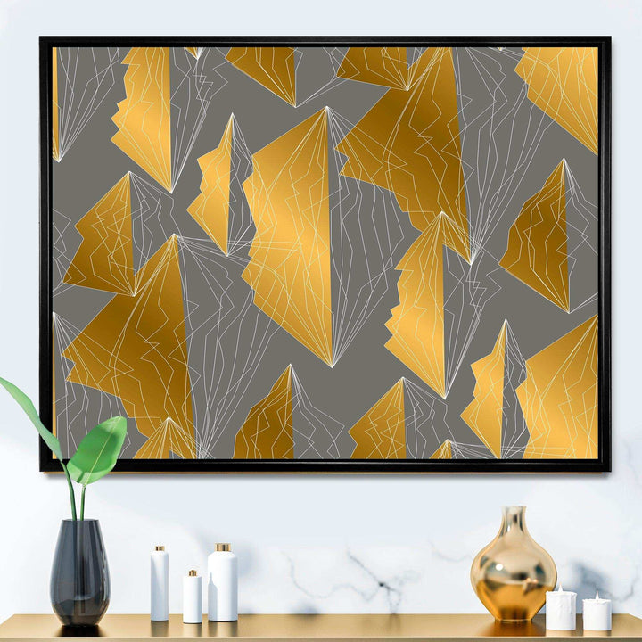 Golden Polygon Pattern - Living Room Wall Decor