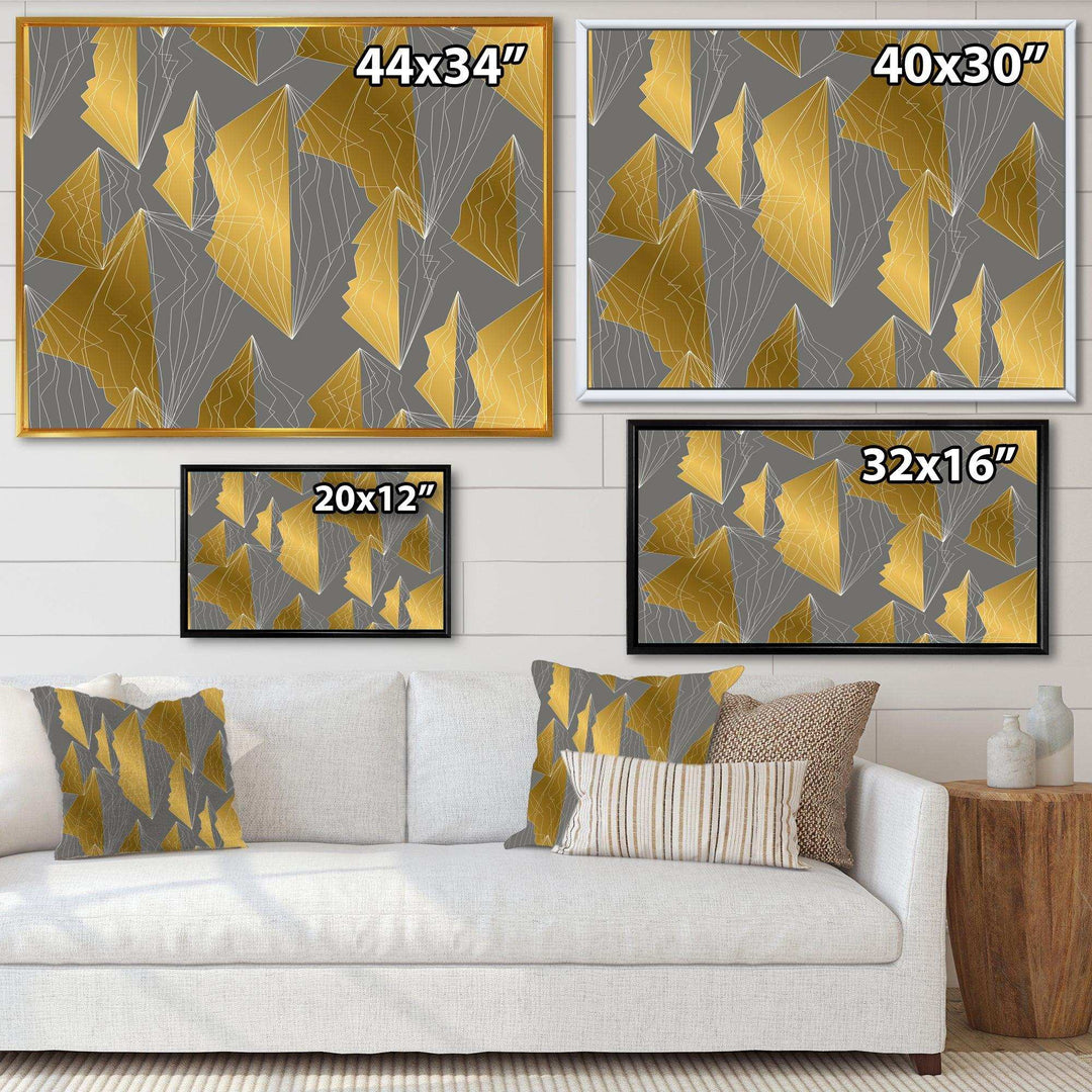 Golden Polygon Pattern - Living Room Wall Decor