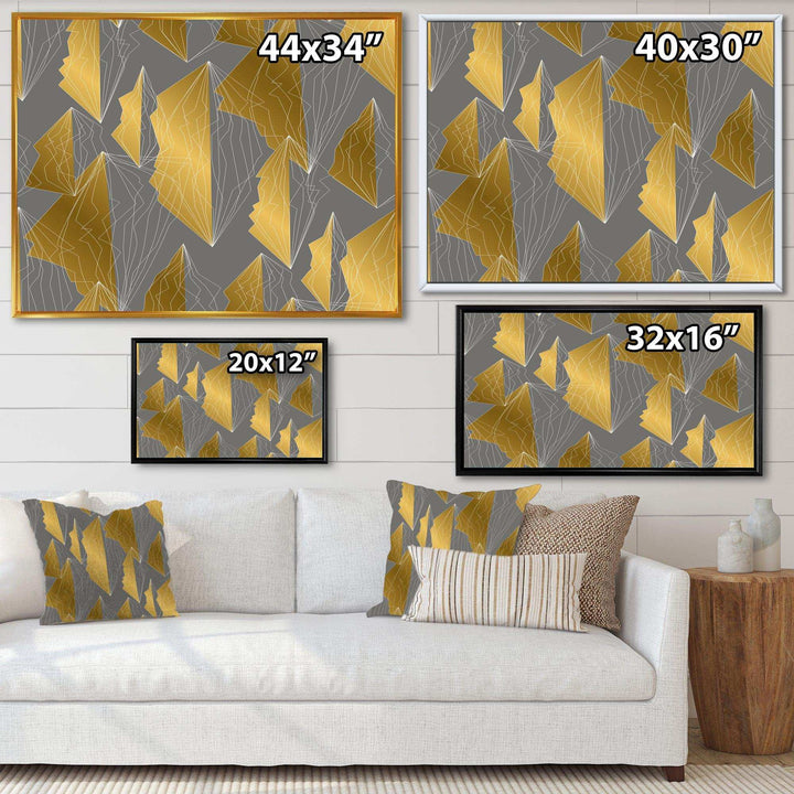 Golden Polygon Pattern - Living Room Wall Decor