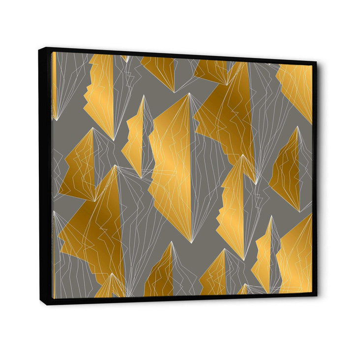 Golden Polygon Pattern - Living Room Wall Decor