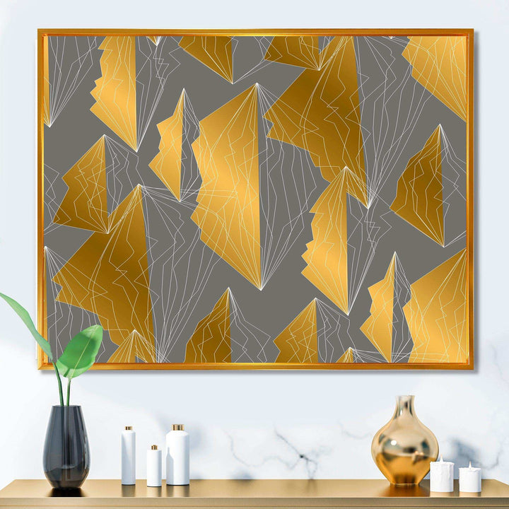 Golden Polygon Pattern - Living Room Wall Decor