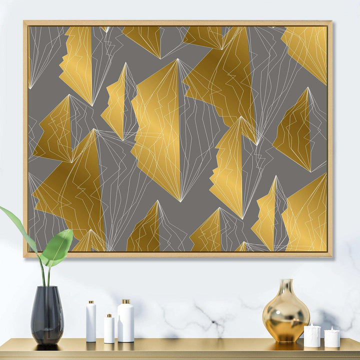 Golden Polygon Pattern - Living Room Wall Decor