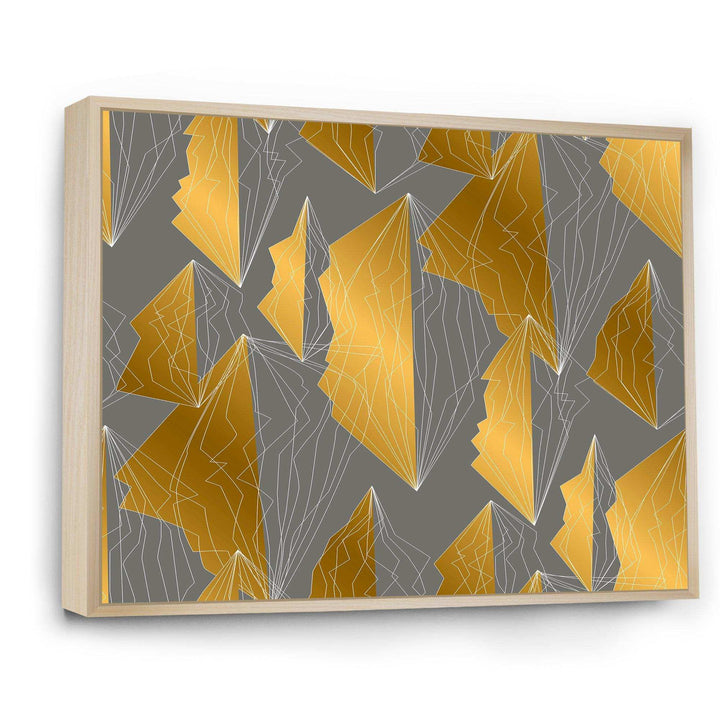 Golden Polygon Pattern - Living Room Wall Decor