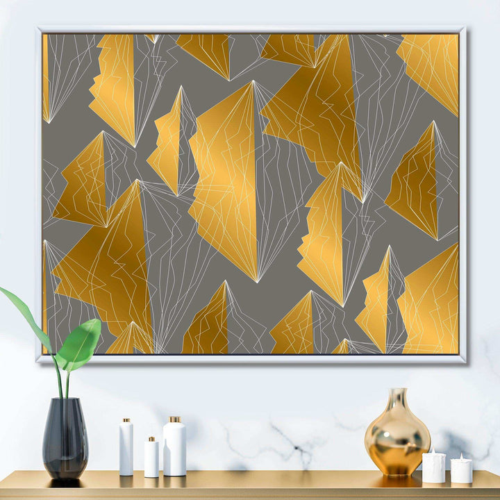 Golden Polygon Pattern - Living Room Wall Decor