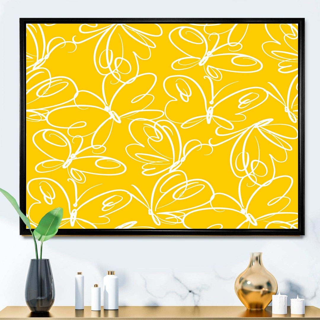 Butterflies hand drawn color pattern - Canvas Wall Art