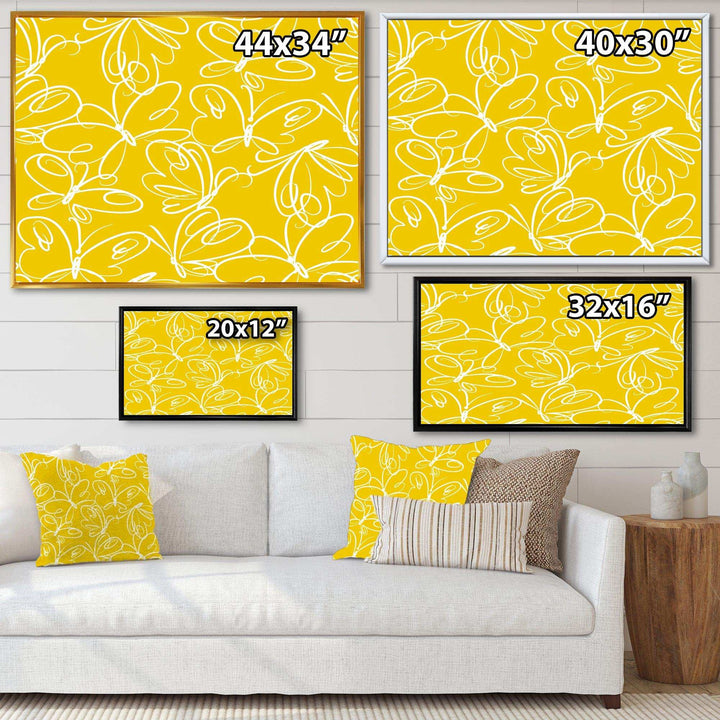 Butterflies hand drawn color pattern - Canvas Wall Art
