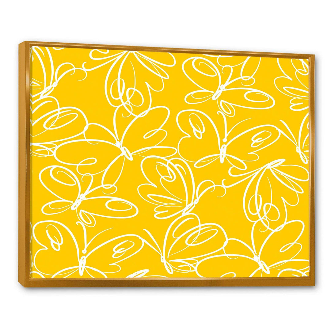 Butterflies hand drawn color pattern - Canvas Wall Art