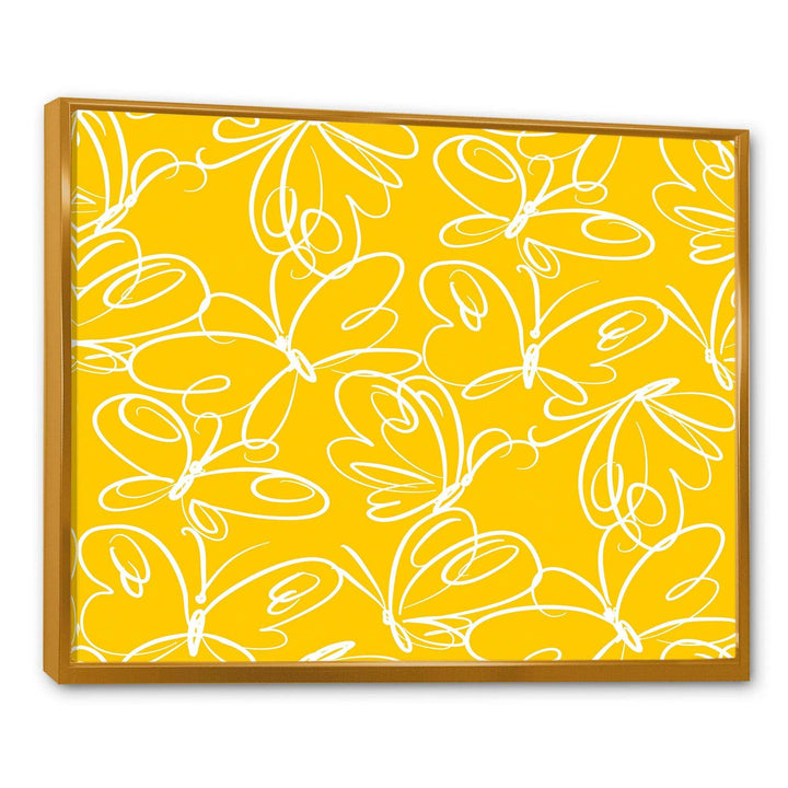 Butterflies hand drawn color pattern - Canvas Wall Art