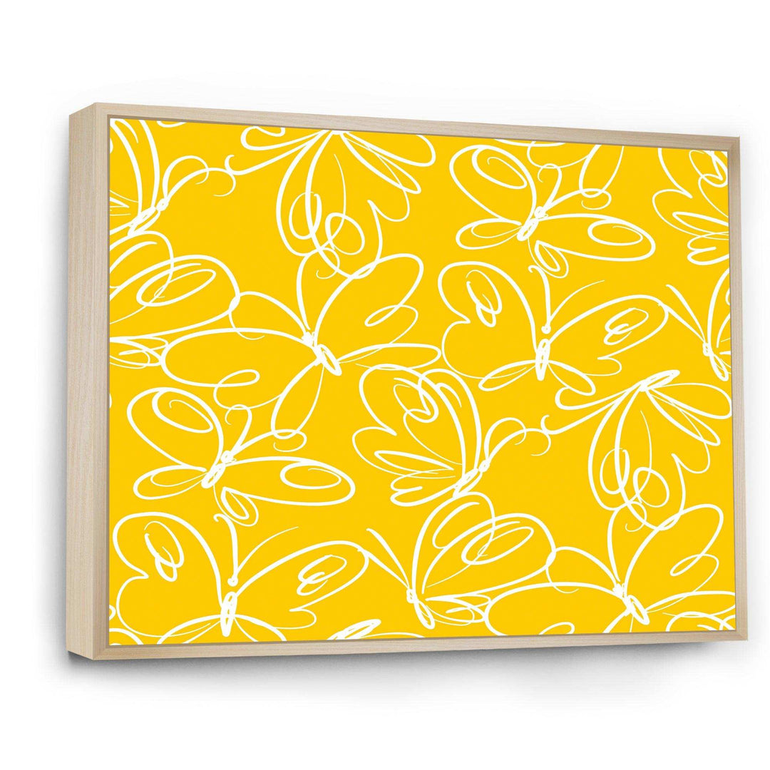 Butterflies hand drawn color pattern - Canvas Wall Art