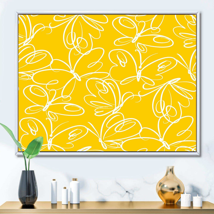Butterflies hand drawn color pattern - Canvas Wall Art