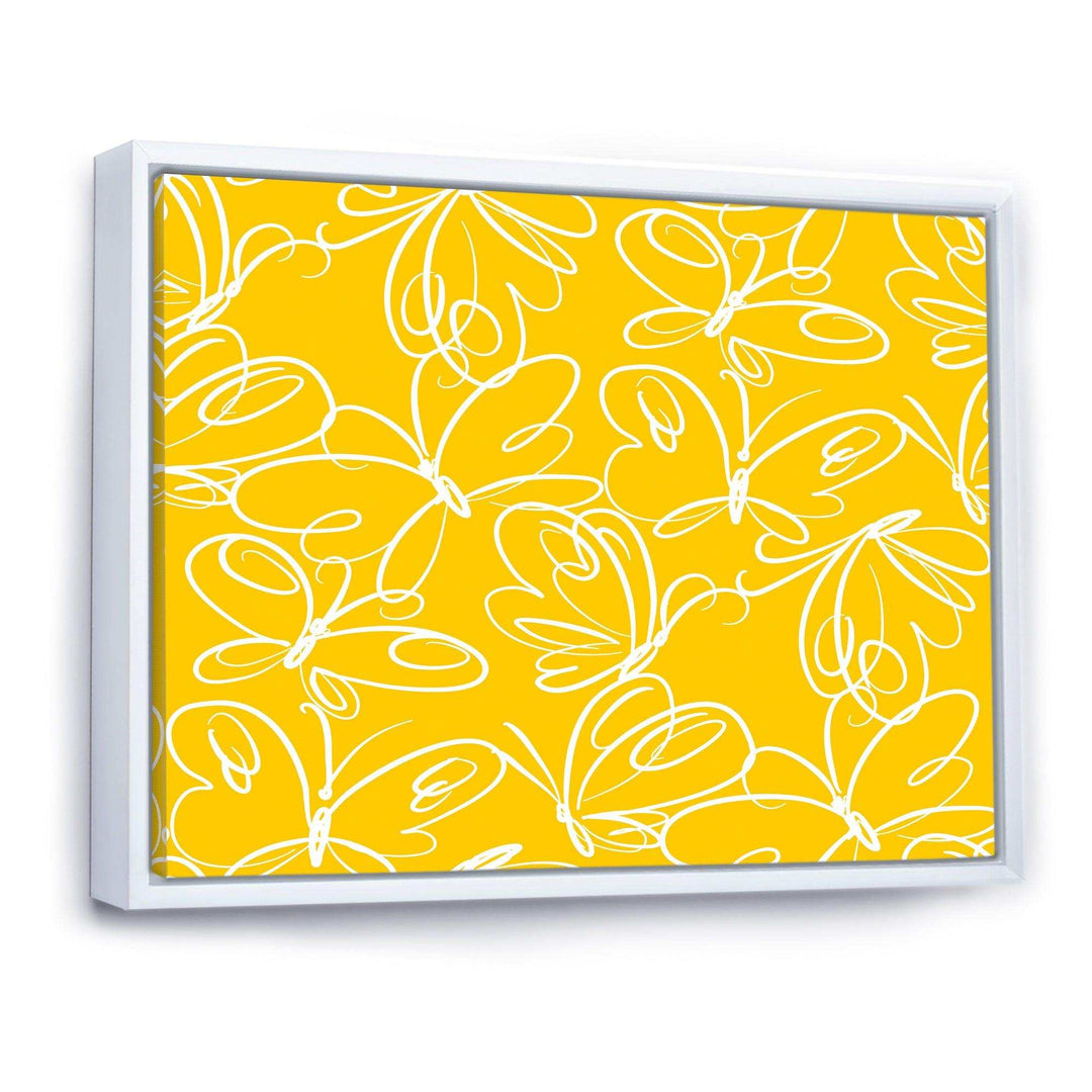 Butterflies hand drawn color pattern - Canvas Wall Art