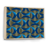 Geometric abstract waves in gold and marine blue