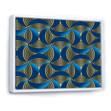 Geometric abstract waves in gold and marine blue