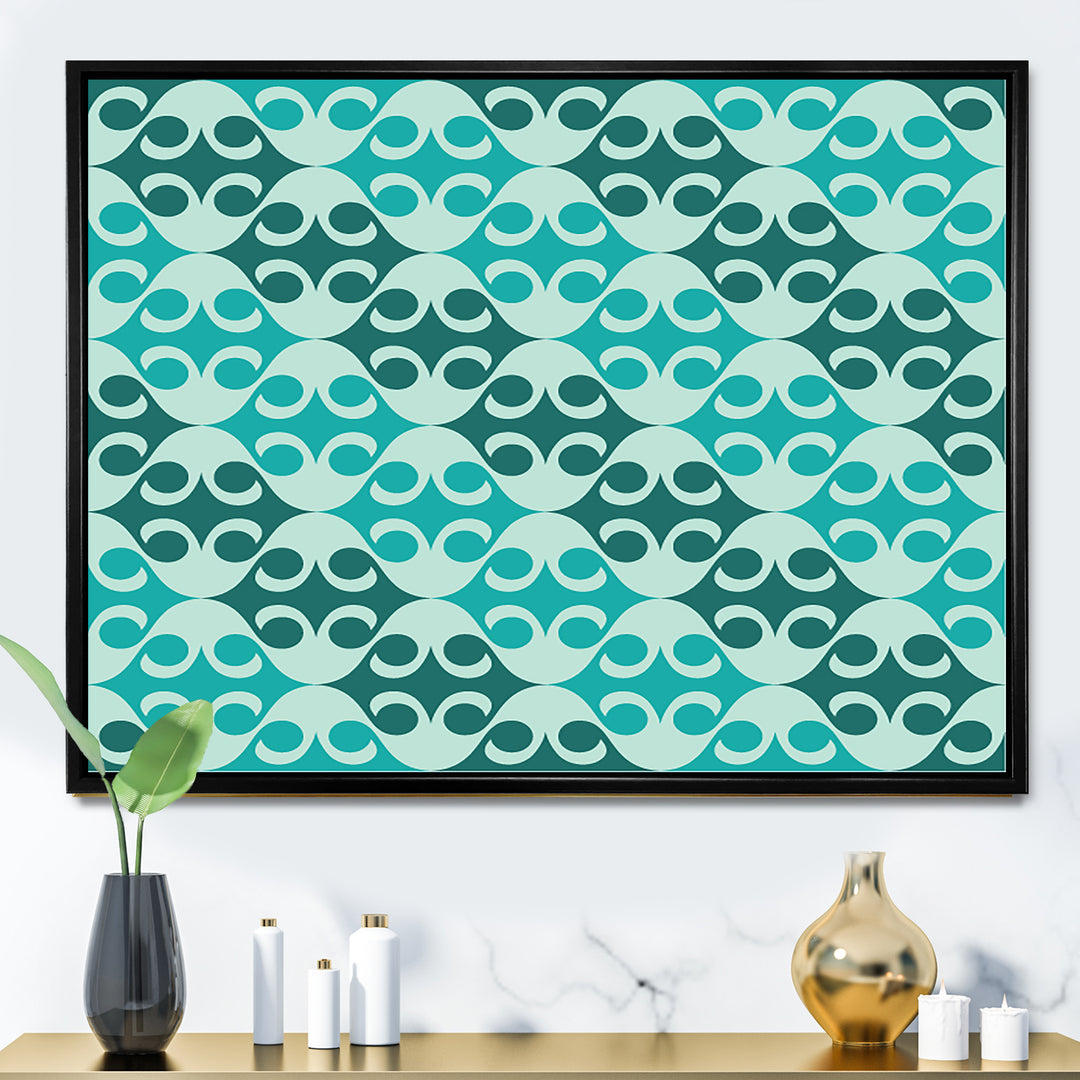 Abstract Retro Geometrical Design VI Framed Canvas Vibrant Black - 1.5" Thick