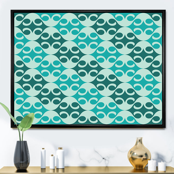 Abstract Retro Geometrical Design VI Framed Canvas Vibrant Black - 1.5" Thick