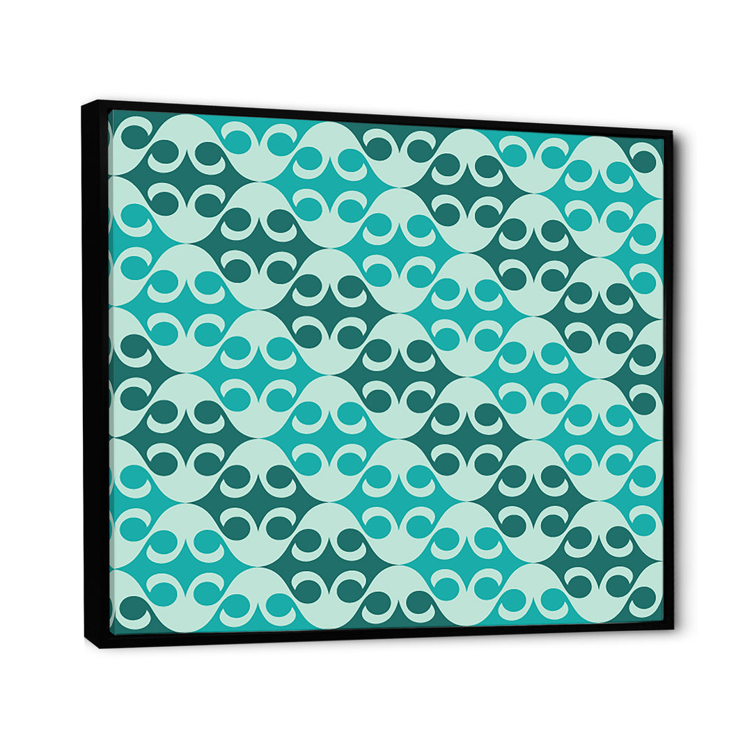 Abstract Retro Geometrical Design VI Framed Canvas Vibrant Black - 1.5" Thick