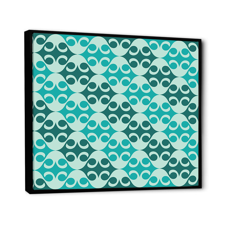 Abstract Retro Geometrical Design VI Framed Canvas Vibrant Black - 1.5" Thick