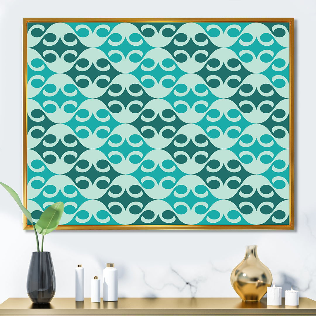 Abstract Retro Geometrical Design VI Framed Canvas Vibrant Gold - 1.5" Thick