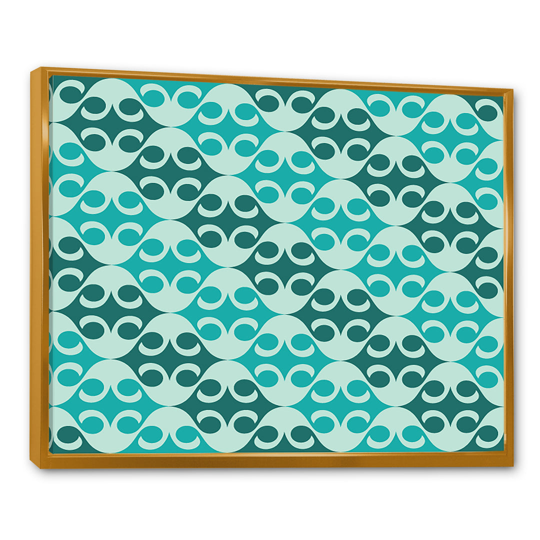 Abstract Retro Geometrical Design VI Framed Canvas Vibrant Gold - 1.5" Thick