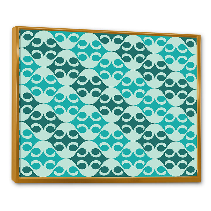 Abstract Retro Geometrical Design VI Framed Canvas Vibrant Gold - 1.5" Thick
