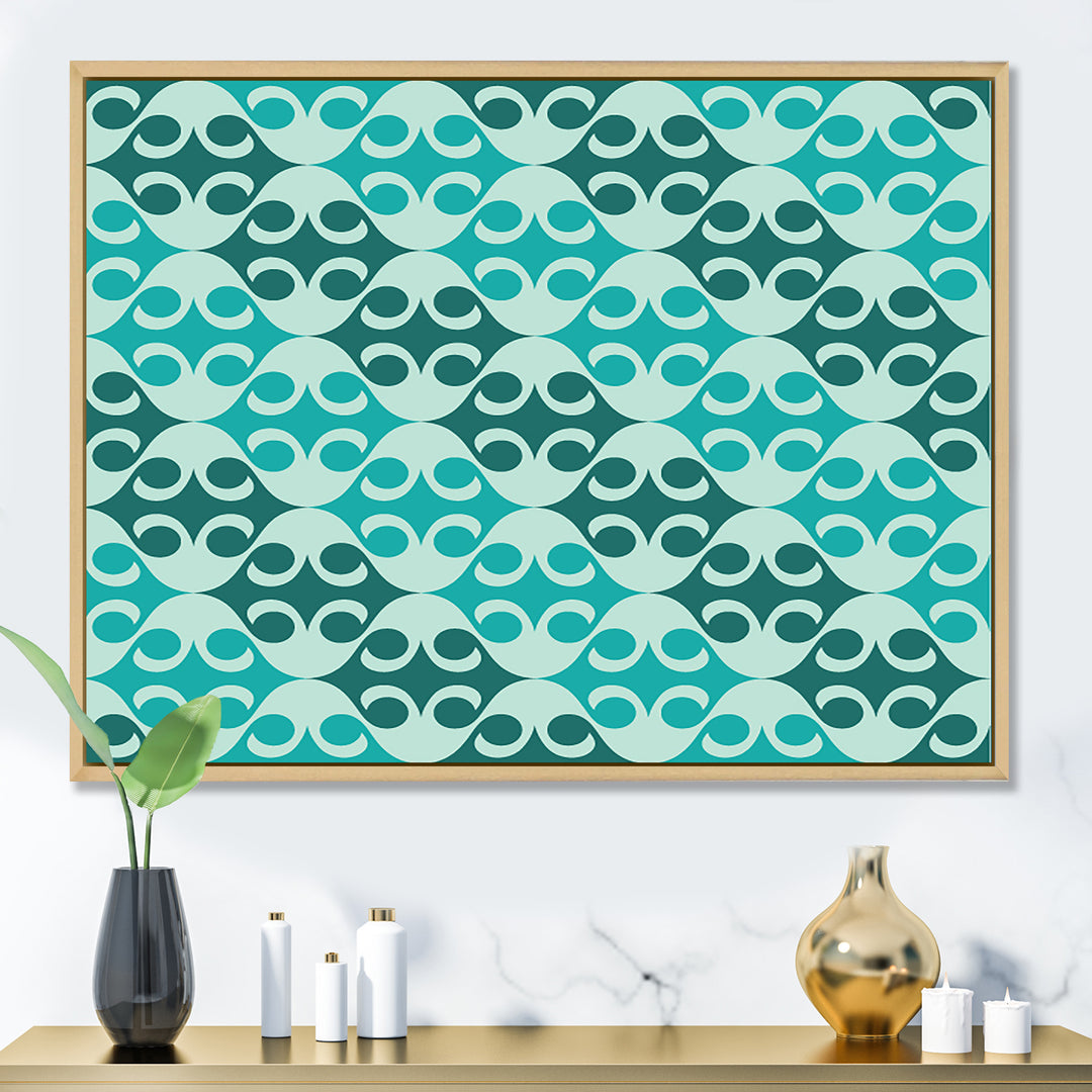 Abstract Retro Geometrical Design VI Framed Canvas Matte White - 1.5" Thick