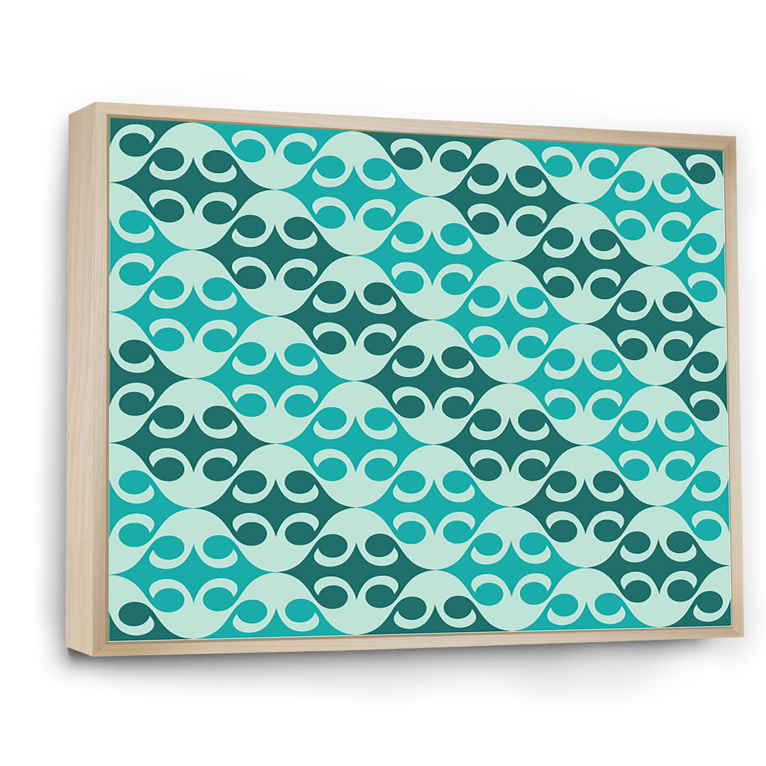 Abstract Retro Geometrical Design VI Framed Canvas Matte White - 1.5" Thick