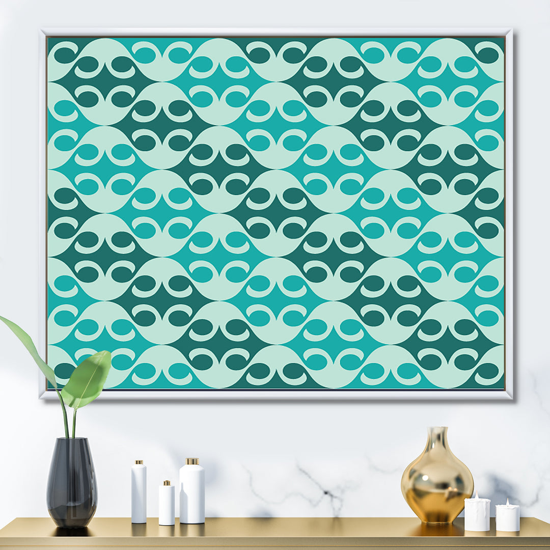 Abstract Retro Geometrical Design VI Framed Canvas Matte White - 1.5" Thick