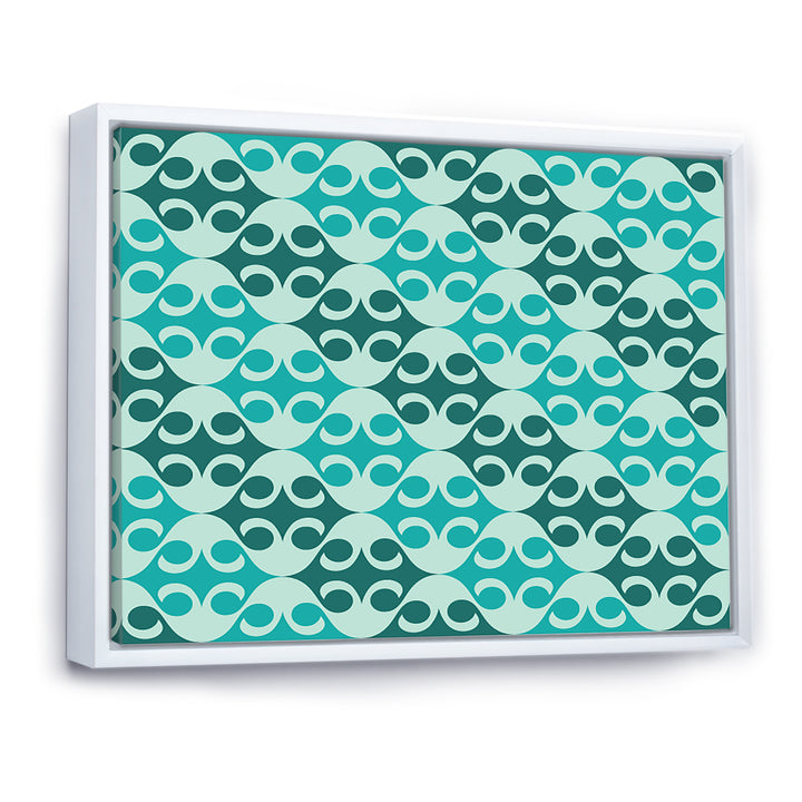 Abstract Retro Geometrical Design VI Framed Canvas Matte White - 1.5" Thick