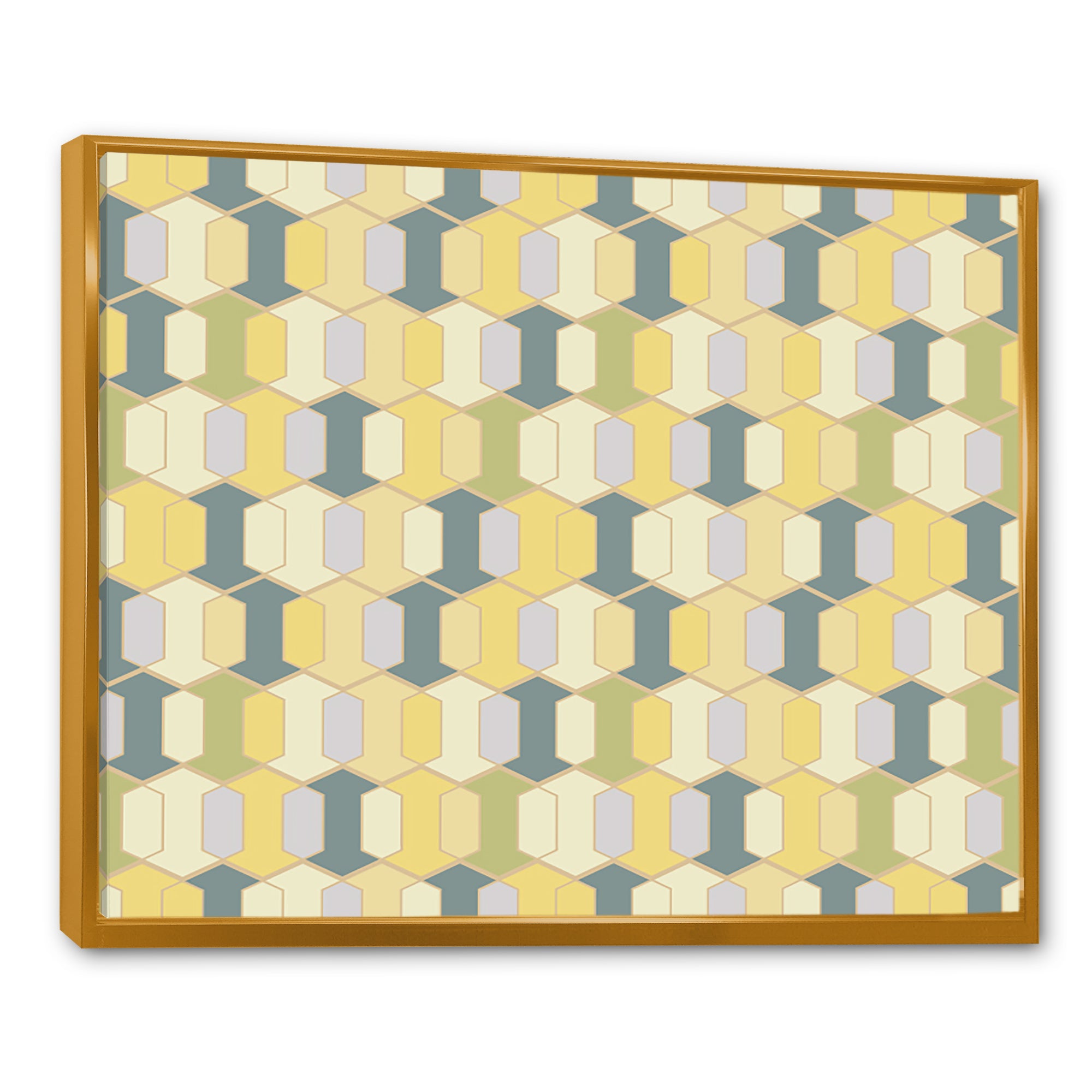 Abstract Retro Geometrical Design II Framed Canvas Vibrant Gold - 1.5" Thick