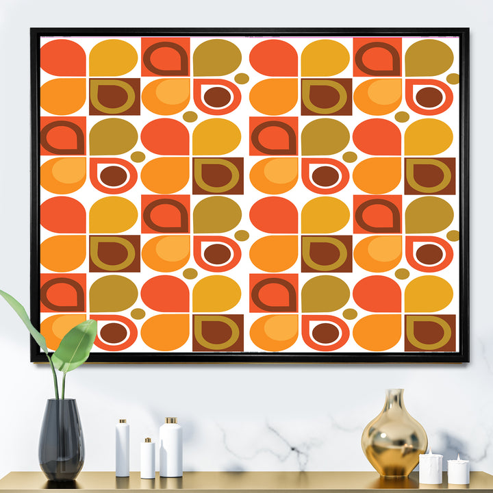 Abstract Retro Geometric Pattern VI Framed Canvas Vibrant Black - 1.5" Thick