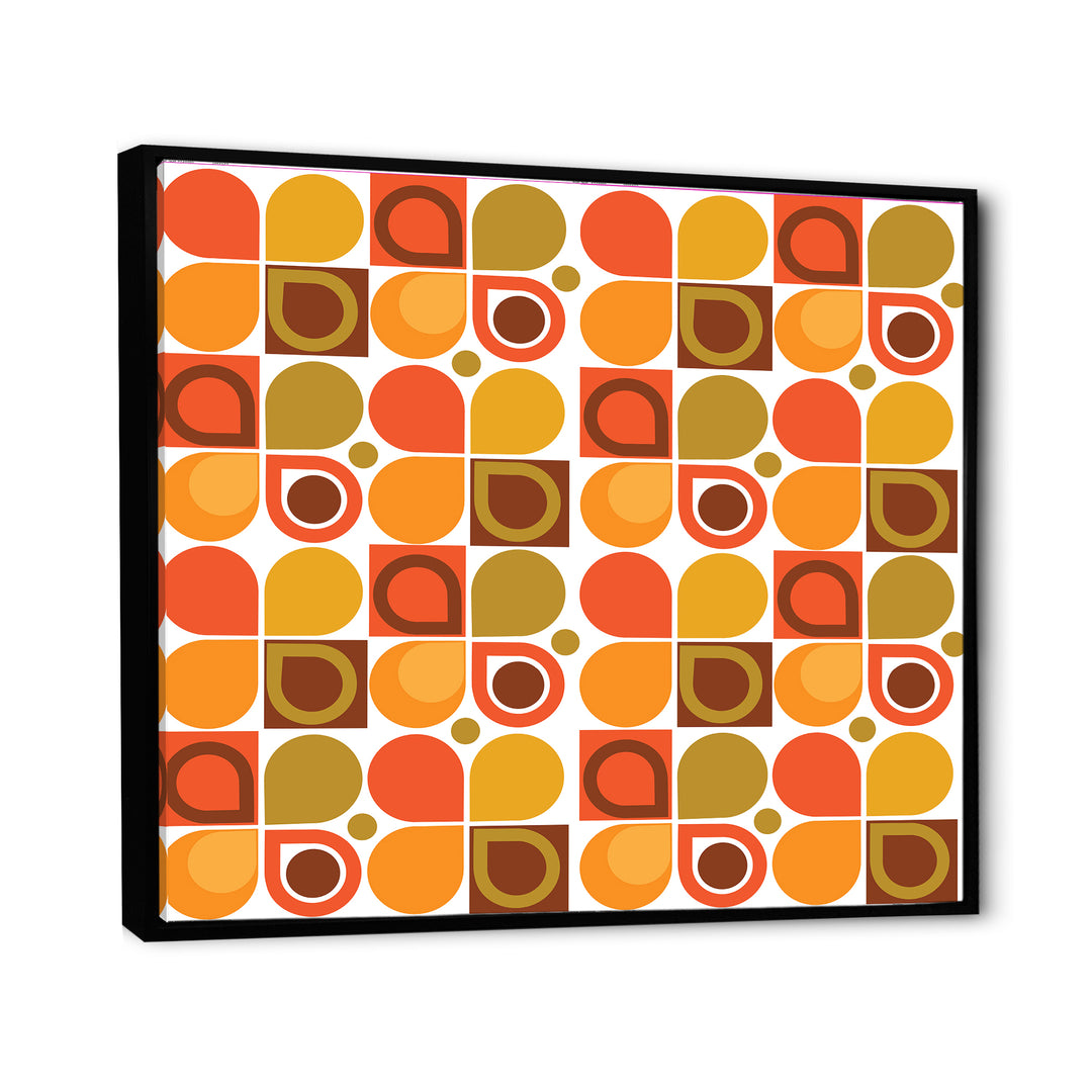 Abstract Retro Geometric Pattern VI Framed Canvas Vibrant Black - 1.5" Thick
