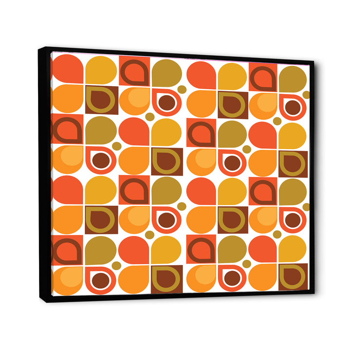 Abstract Retro Geometric Pattern VI Framed Canvas Vibrant Black - 1.5" Thick