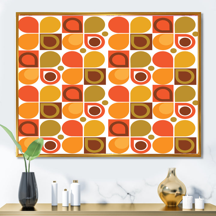 Abstract Retro Geometric Pattern VI Framed Canvas Vibrant Gold - 1.5" Thick