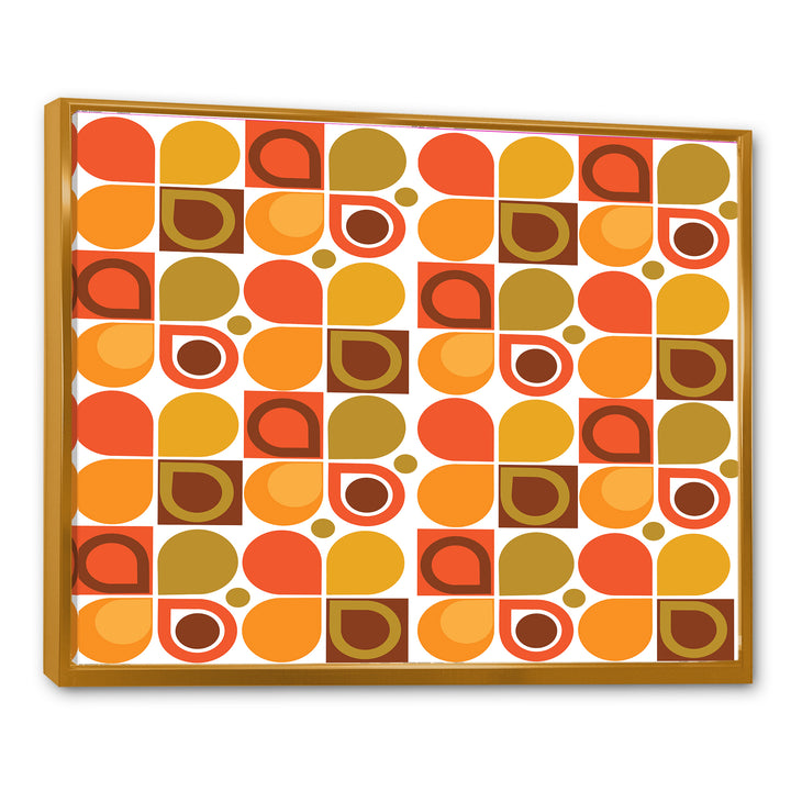 Abstract Retro Geometric Pattern VI Framed Canvas Vibrant Gold - 1.5" Thick