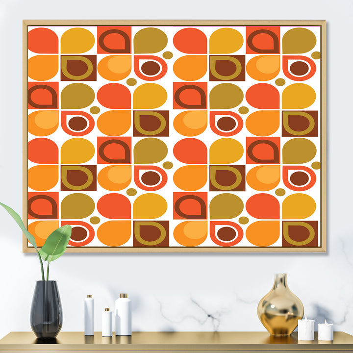 Abstract Retro Geometric Pattern VI Framed Canvas Matte White - 1.5" Thick