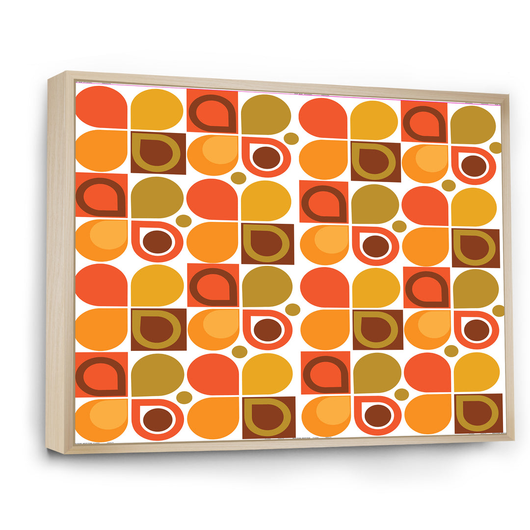 Abstract Retro Geometric Pattern VI Framed Canvas Matte White - 1.5" Thick