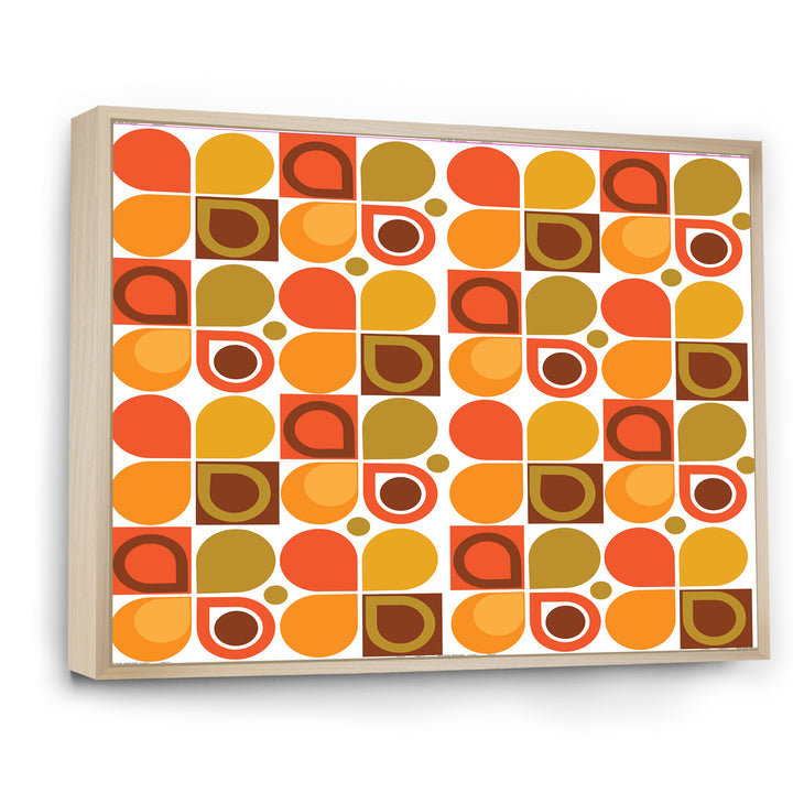 Abstract Retro Geometric Pattern VI Framed Canvas Matte White - 1.5" Thick