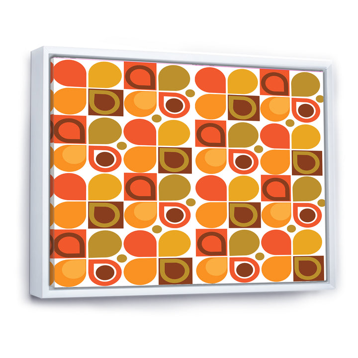 Abstract Retro Geometric Pattern VI Framed Canvas Matte White - 1.5" Thick