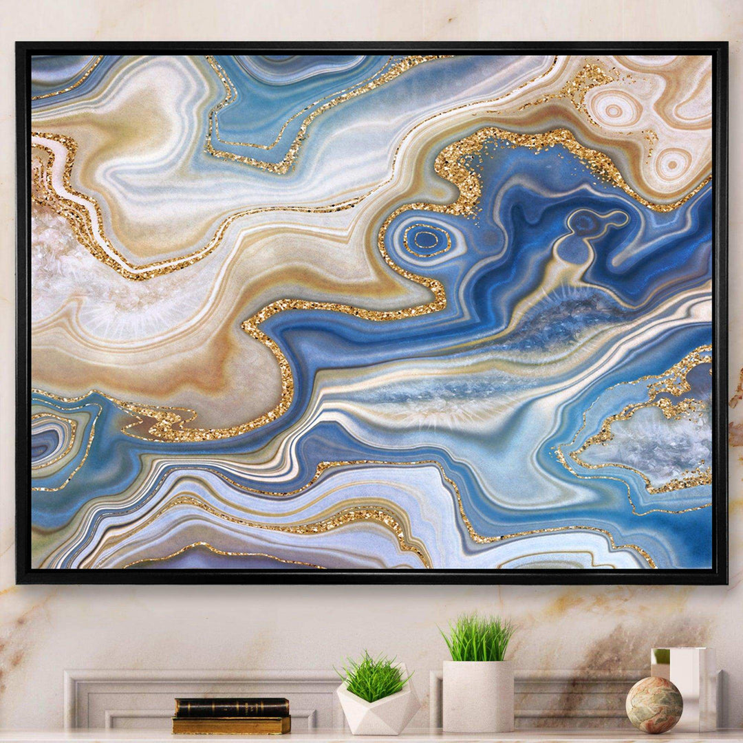 Ocean Blue Golden Jasper Agate II - Modern Wall Art Prints