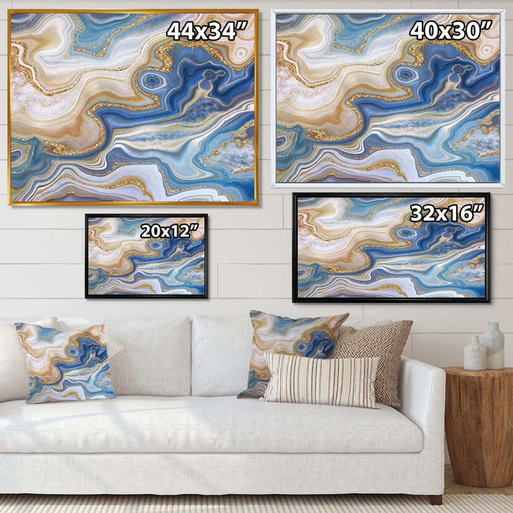 Ocean Blue Golden Jasper Agate II - Modern Wall Art Prints