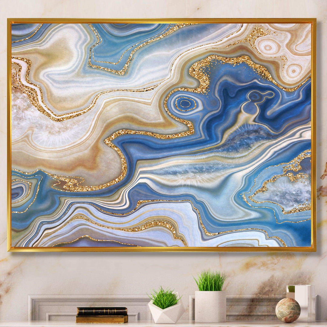 Ocean Blue Golden Jasper Agate II - Modern Wall Art Prints