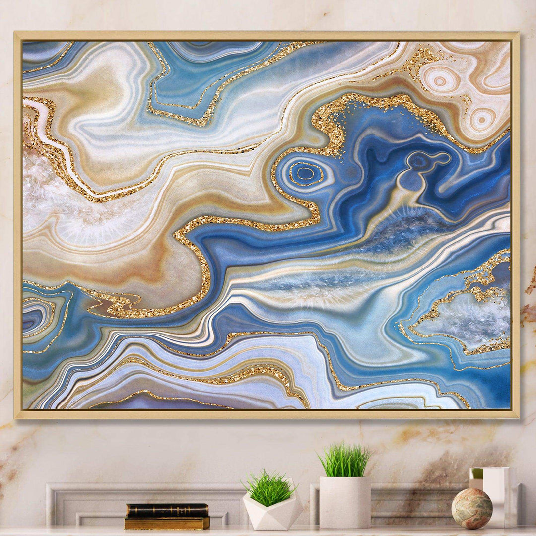 Ocean Blue Golden Jasper Agate II - Modern Wall Art Prints