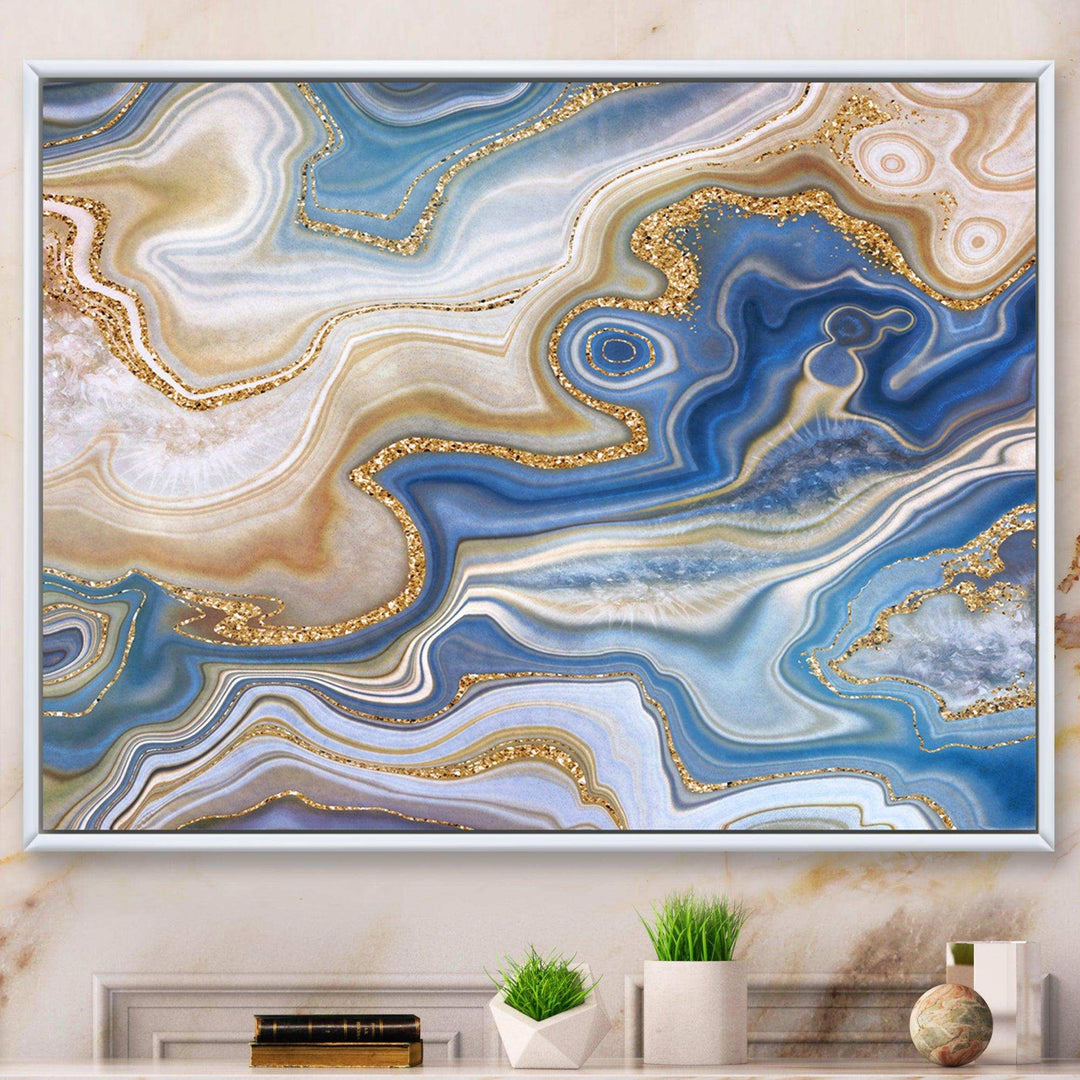 Ocean Blue Golden Jasper Agate II - Modern Wall Art Prints