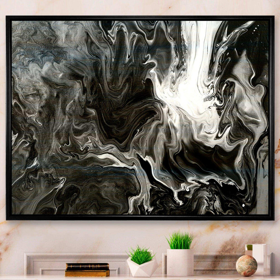 White, grey and White Hand Painted Marble Acrylic IV - Wall Art Prints