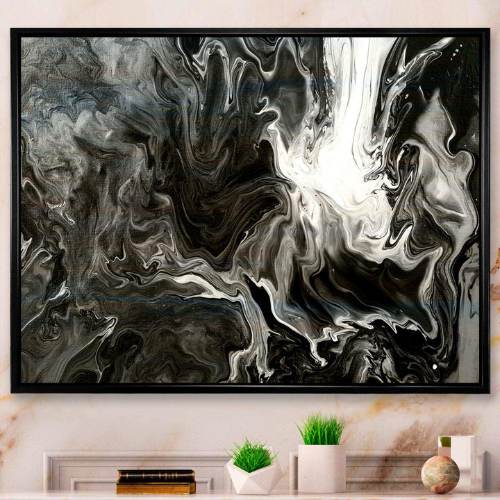 White, grey and White Hand Painted Marble Acrylic IV - Wall Art Prints