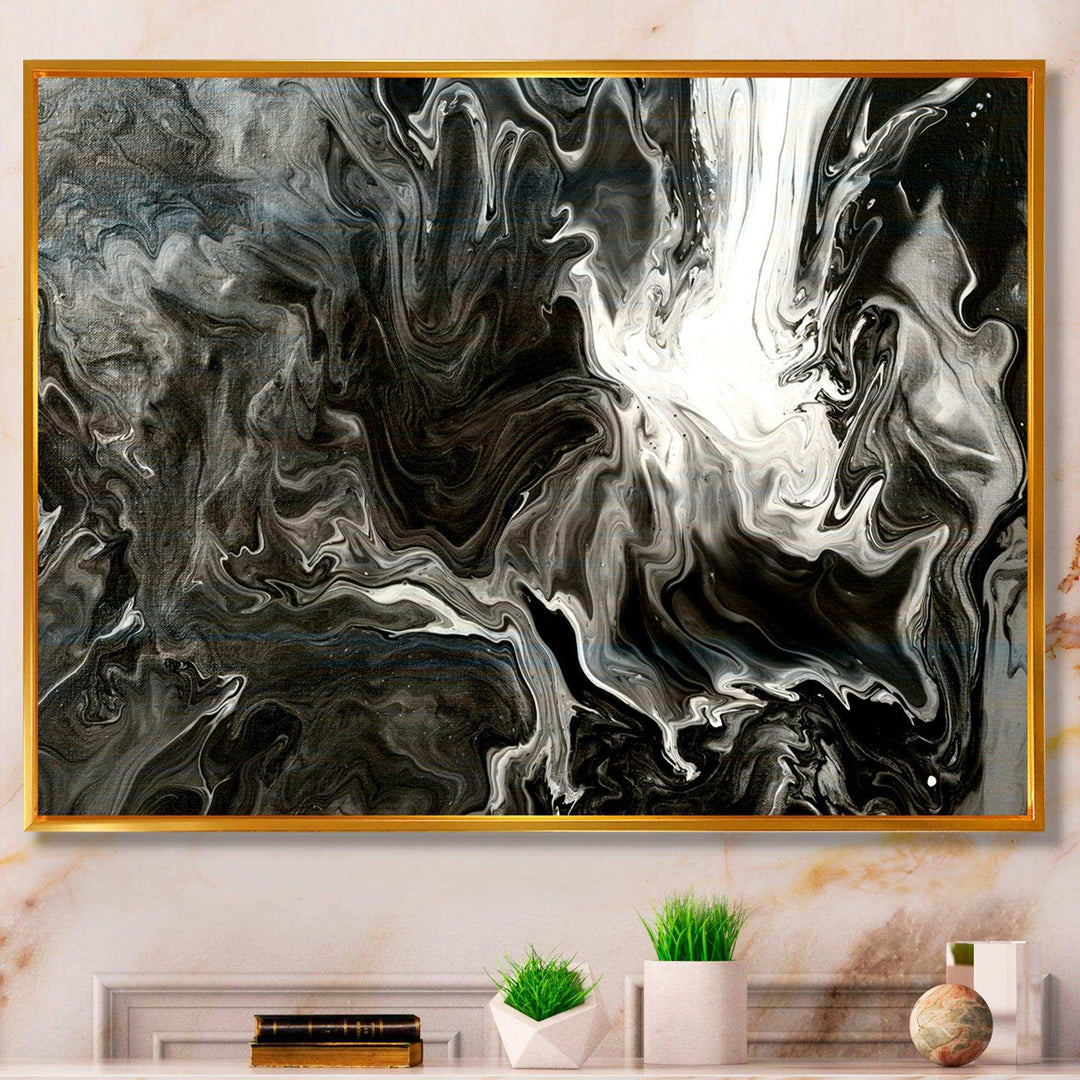 White, grey and White Hand Painted Marble Acrylic IV - Wall Art Prints