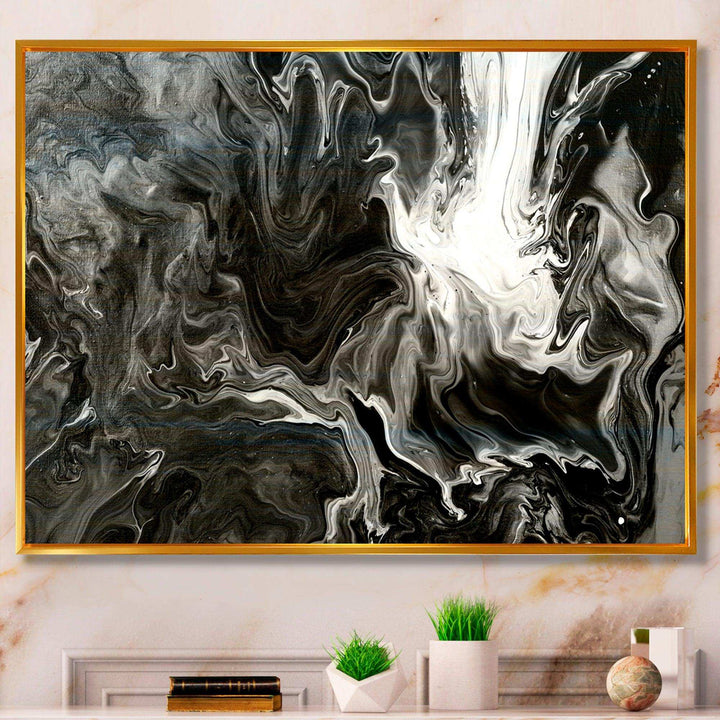 White, grey and White Hand Painted Marble Acrylic IV - Wall Art Prints